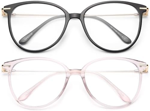 Gaoye Blue Light Blocking Glasses   Trending Round TR90 Frames  Metal Arms  UV400 Protection   Matching Soft Case