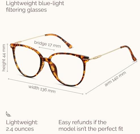 Gaoye Blue Light Blocking Glasses   Trending Round TR90 Frames  Metal Arms  UV400 Protection   Matching Soft Case