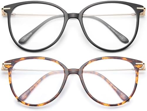 Gaoye Blue Light Blocking Glasses   Trending Round TR90 Frames  Metal Arms  UV400 Protection   Matching Soft Case