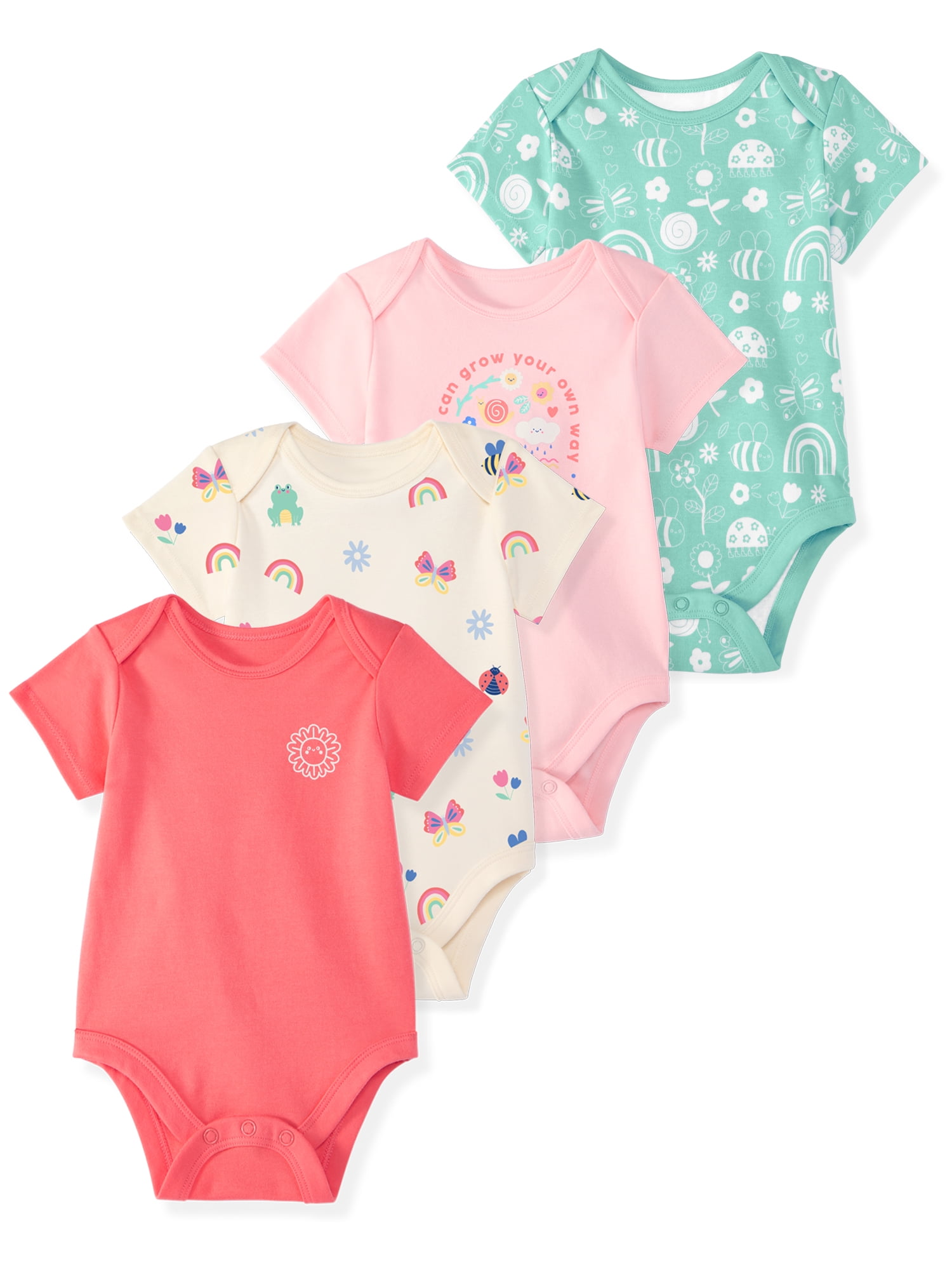 Garanimals Newborn Baby Boy  Girl & Unisex Cotton Short Sleeve Bodysuits  Sizes 0 24 Months  Single & 4 Pack