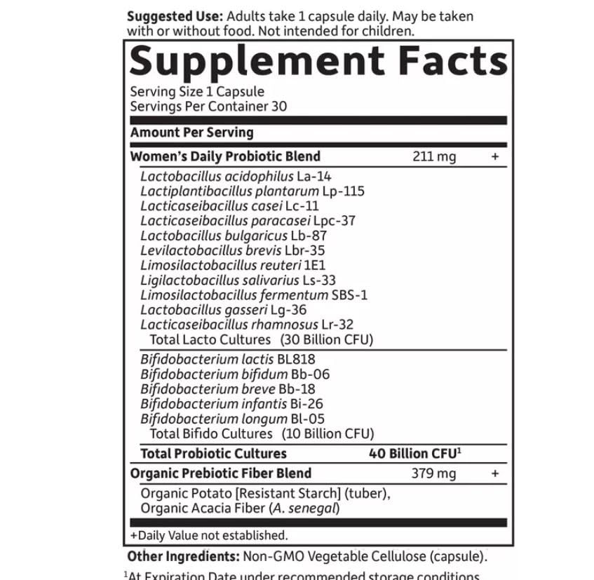 Garden of Life Dr  Formulated Women s Daily Care Probiotics Vitamins for Digestive Gut Health and Immune Support  30 Count