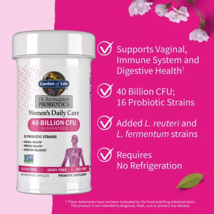 Garden of Life Dr  Formulated Women s Daily Care Probiotics Vitamins for Digestive Gut Health and Immune Support  30 Count