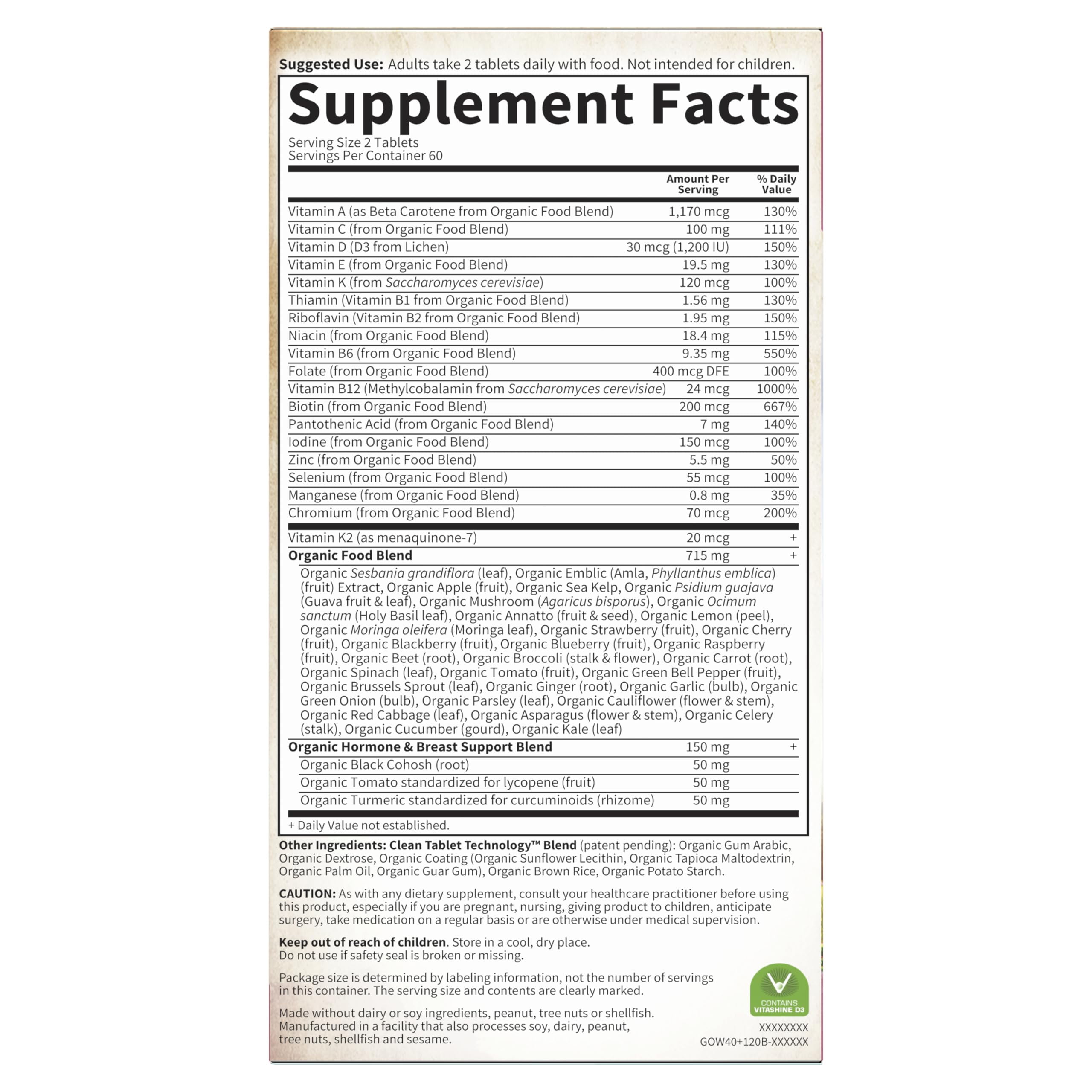 Garden of Life Organics Women s 40   120 Vegan Tablets