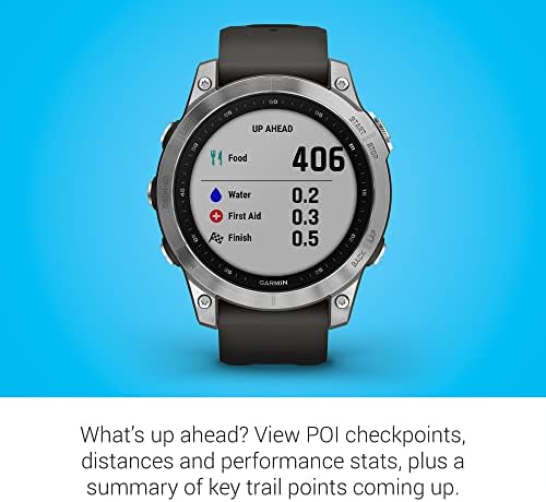 Garmin Fenix 7 Sapphire Solar  Smartwatch  with Solar Charging Capabilities  Mineral Blue Titanium with Whitestone Band  Renewed 
