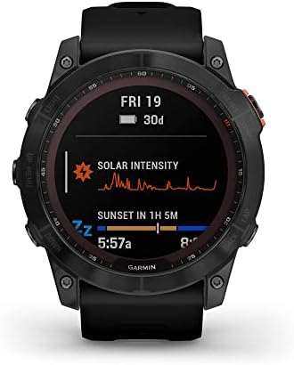 Garmin Fenix 7 Sapphire Solar  Smartwatch  with Solar Charging Capabilities  Mineral Blue Titanium with Whitestone Band  Renewed 