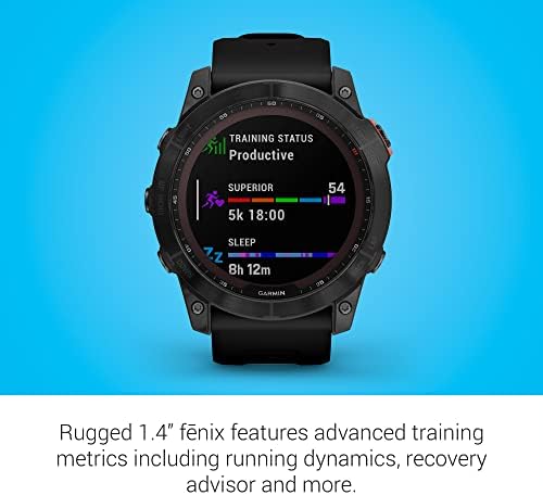 Garmin Fenix 7 Sapphire Solar  Smartwatch  with Solar Charging Capabilities  Mineral Blue Titanium with Whitestone Band  Renewed 