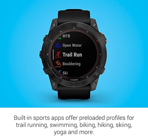 Garmin Fenix 7 Sapphire Solar  Smartwatch  with Solar Charging Capabilities  Mineral Blue Titanium with Whitestone Band  Renewed 