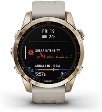 Garmin Fenix 7 Sapphire Solar  Smartwatch  with Solar Charging Capabilities  Mineral Blue Titanium with Whitestone Band  Renewed 
