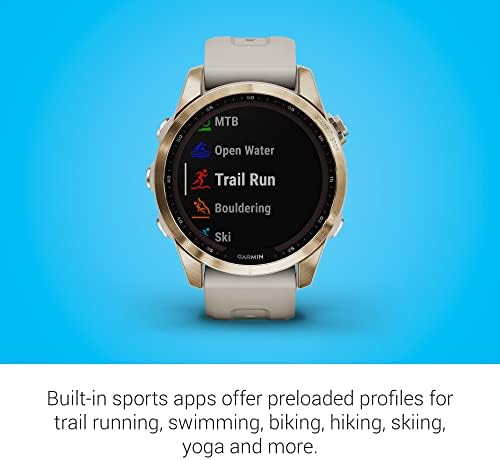 Garmin Fenix 7 Sapphire Solar  Smartwatch  with Solar Charging Capabilities  Mineral Blue Titanium with Whitestone Band  Renewed 