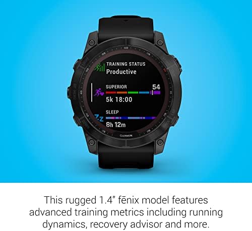 Garmin Fenix 7 Sapphire Solar  Smartwatch  with Solar Charging Capabilities  Mineral Blue Titanium with Whitestone Band  Renewed 
