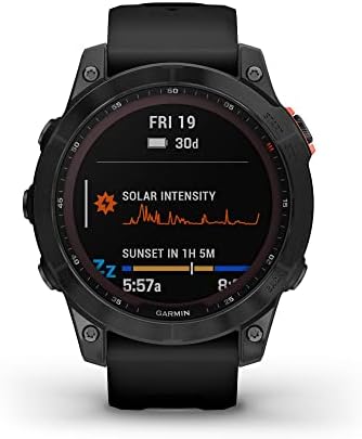 Garmin Fenix 7 Sapphire Solar  Smartwatch  with Solar Charging Capabilities  Mineral Blue Titanium with Whitestone Band  Renewed 
