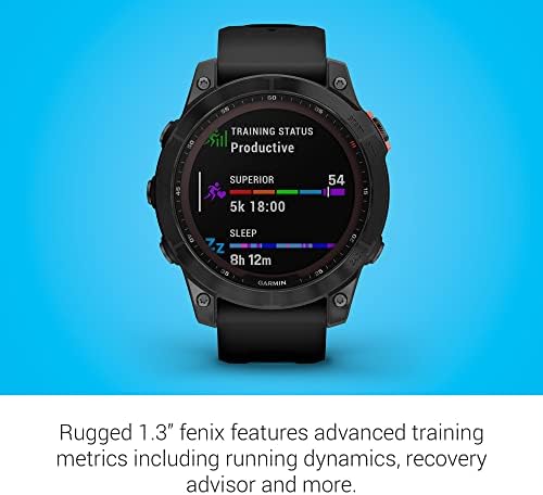 Garmin Fenix 7 Sapphire Solar  Smartwatch  with Solar Charging Capabilities  Mineral Blue Titanium with Whitestone Band  Renewed 