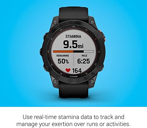 Garmin Fenix 7 Sapphire Solar  Smartwatch  with Solar Charging Capabilities  Mineral Blue Titanium with Whitestone Band  Renewed 