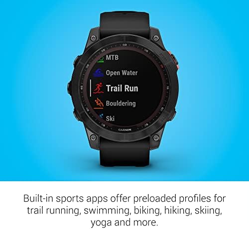 Garmin Fenix 7 Sapphire Solar  Smartwatch  with Solar Charging Capabilities  Mineral Blue Titanium with Whitestone Band  Renewed 