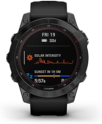 Garmin Fenix 7 Sapphire Solar  Smartwatch  with Solar Charging Capabilities  Mineral Blue Titanium with Whitestone Band  Renewed 