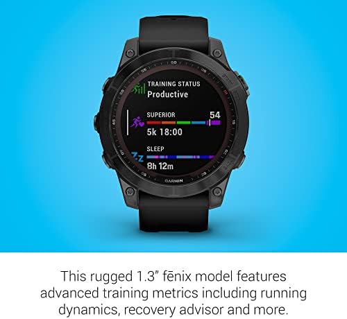 Garmin Fenix 7 Sapphire Solar  Smartwatch  with Solar Charging Capabilities  Mineral Blue Titanium with Whitestone Band  Renewed 