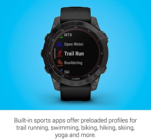 Garmin Fenix 7 Sapphire Solar  Smartwatch  with Solar Charging Capabilities  Mineral Blue Titanium with Whitestone Band  Renewed 
