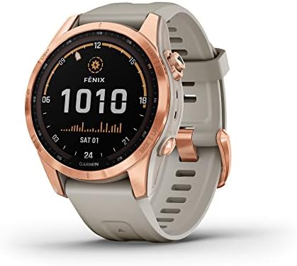 Garmin Fenix 7 Sapphire Solar  Smartwatch  with Solar Charging Capabilities  Mineral Blue Titanium with Whitestone Band  Renewed 