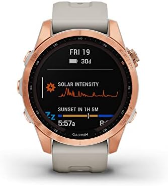 Garmin Fenix 7 Sapphire Solar  Smartwatch  with Solar Charging Capabilities  Mineral Blue Titanium with Whitestone Band  Renewed 