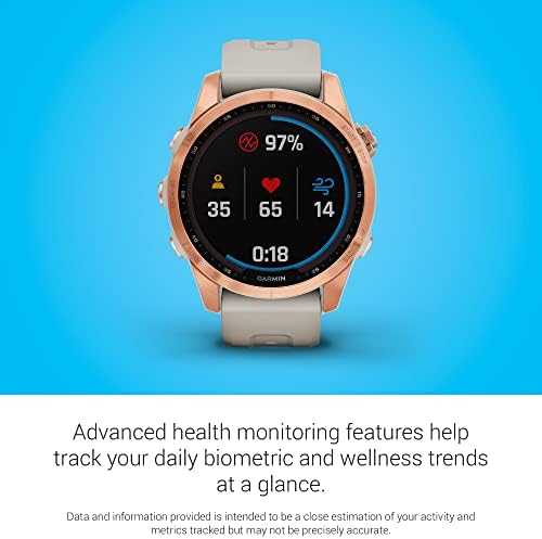 Garmin Fenix 7 Sapphire Solar  Smartwatch  with Solar Charging Capabilities  Mineral Blue Titanium with Whitestone Band  Renewed 