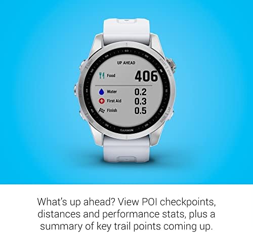 Garmin Fenix 7 Sapphire Solar  Smartwatch  with Solar Charging Capabilities  Mineral Blue Titanium with Whitestone Band  Renewed 