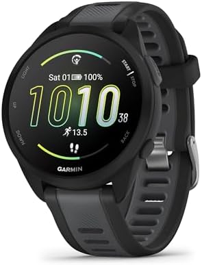 Garmin Forerunner 165  Running Smartwatch  Colorful AMOLED Display  Training Metrics and Recovery Insights  Black