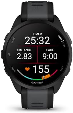 Garmin Forerunner 165  Running Smartwatch  Colorful AMOLED Display  Training Metrics and Recovery Insights  Black