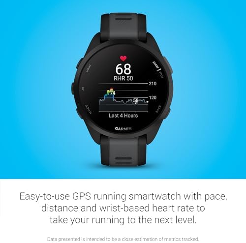 Garmin Forerunner 165 Music, reloj inteligente para correr, pantalla AMOLED colorida, métricas de entrenamiento e información de recuperación, música en tu muñeca, color negro