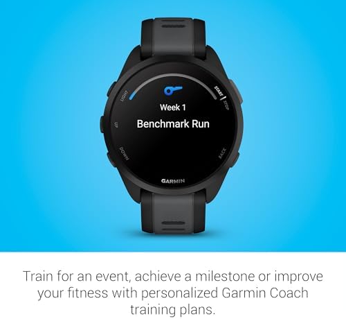 Garmin Forerunner 165 Music, reloj inteligente para correr, pantalla AMOLED colorida, métricas de entrenamiento e información de recuperación, música en tu muñeca, color negro