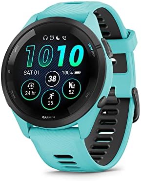Garmin Forerunner 265 Running Smartwatch  Colorful AMOLED Display  Training Metrics and Recovery Insights  Aqua and Black
