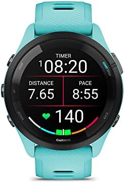 Garmin Forerunner 265 Running Smartwatch  Colorful AMOLED Display  Training Metrics and Recovery Insights  Aqua and Black