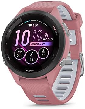 Garmin Forerunner 265 Running Smartwatch  Colorful AMOLED Display  Training Metrics and Recovery Insights  Aqua and Black