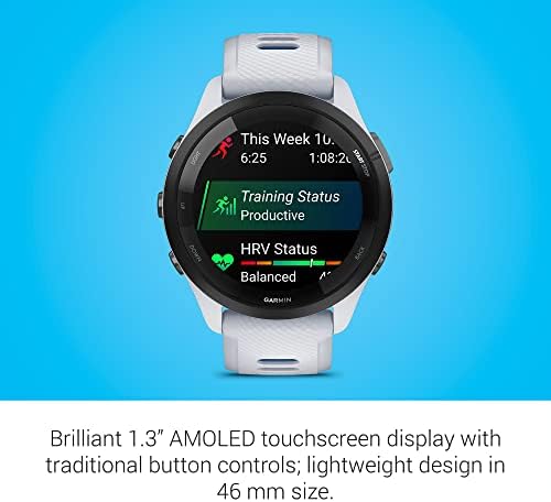Garmin Forerunner 265 Running Smartwatch  Colorful AMOLED Display  Training Metrics and Recovery Insights  Aqua and Black