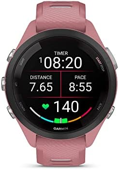 Garmin Forerunner 265S Running Smartwatch  Colorful AMOLED Display  Training Metrics and Recovery Insights  Light Pink and Powder Gray