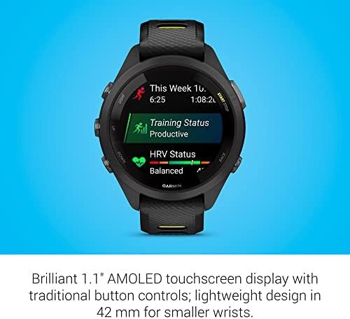 Garmin Forerunner 265S Running Smartwatch  Colorful AMOLED Display  Training Metrics and Recovery Insights  Light Pink and Powder Gray