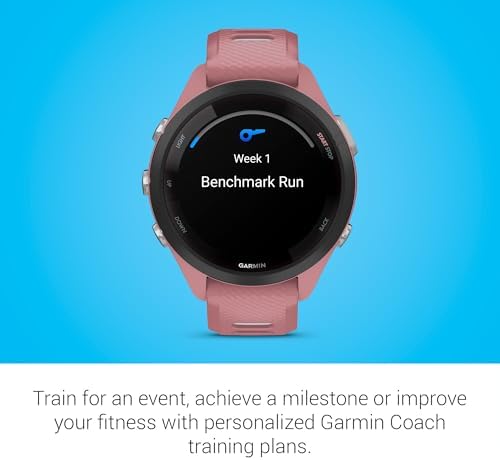 Garmin Forerunner 265S Running Smartwatch  Colorful AMOLED Display  Training Metrics and Recovery Insights  Light Pink and Powder Gray