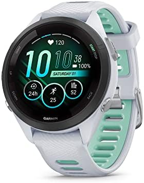 Garmin Forerunner 265S Running Smartwatch  Colorful AMOLED Display  Training Metrics and Recovery Insights  Light Pink and Powder Gray