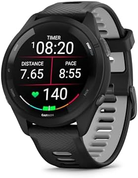 Garmin Forerunner 265 Running Smartwatch  Colorful AMOLED Display  Training Metrics and Recovery Insights  Black and Powder Gray