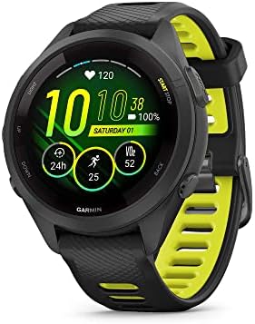 Garmin Forerunner 265 Running Smartwatch  Colorful AMOLED Display  Training Metrics and Recovery Insights  Black and Powder Gray
