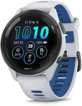 Garmin Forerunner 265 Running Smartwatch  Colorful AMOLED Display  Training Metrics and Recovery Insights  Black and Powder Gray