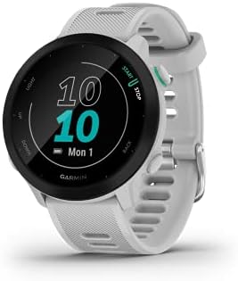 Garmin Forerunner 55, reloj para correr con GPS con entrenamientos diarios sugeridos, hasta 2 semanas de duración de la batería, color blanco