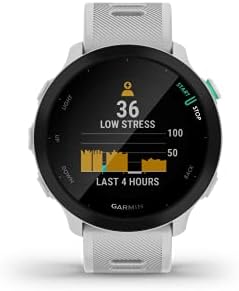 Garmin Forerunner 55, reloj para correr con GPS con entrenamientos diarios sugeridos, hasta 2 semanas de duración de la batería, color blanco