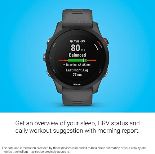 Garmin Forerunner  255  GPS Running Smartwatch  Advanced Insights  Long Lasting Battery  Slate Gray