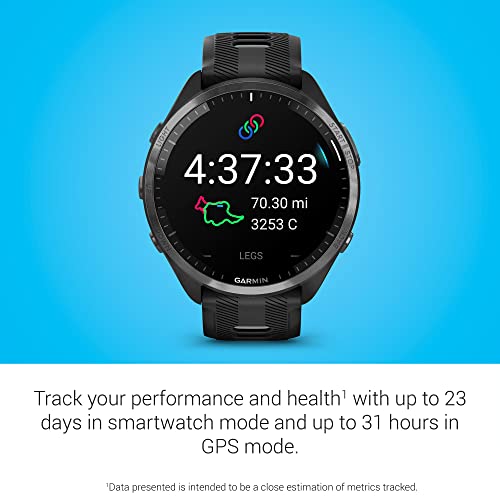 Garmin Forerunner 965 Running Smartwatch Colorful AMOLED Display Training Metrics and Recovery Insights Black and Powder Gray 010 02809 00