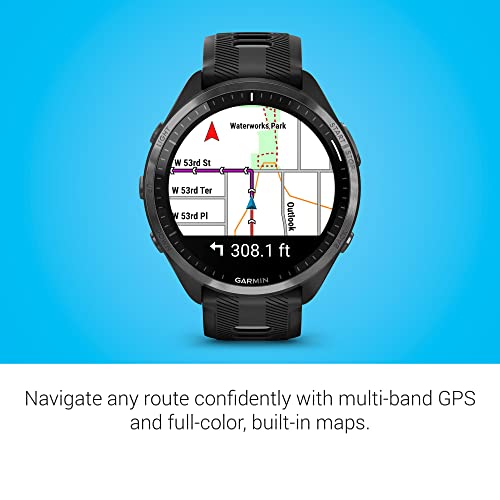 Garmin Forerunner 965 Running Smartwatch Colorful AMOLED Display Training Metrics and Recovery Insights Black and Powder Gray 010 02809 00
