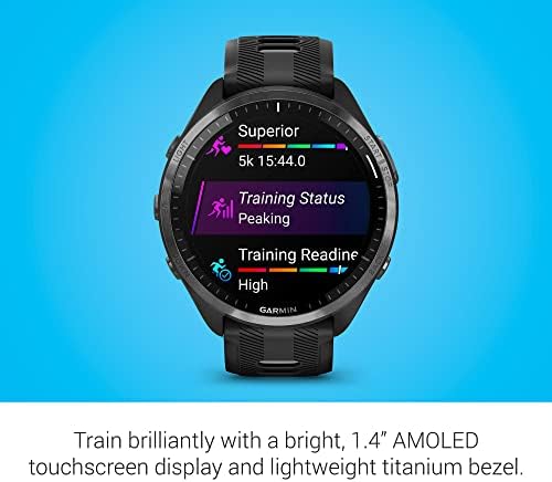 Garmin Forerunner  965 Running Smartwatch  Colorful AMOLED Display  Training Metrics and Recovery Insights  Black and Powder Gray  010 02809 00
