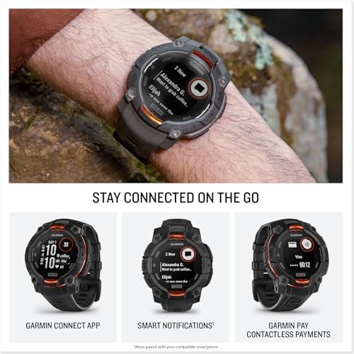 Garmin Instinct  3 45mm  Solar Charged Display  Rugged Outdoor GPS Smartwatch  Metal Reinforced Bezel  Built in Flashlight  Black