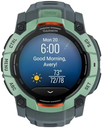 Garmin Instinct  3 45mm  Solar Charged Display  Rugged Outdoor GPS Smartwatch  Metal Reinforced Bezel  Built in Flashlight  Black