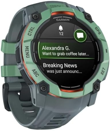 Garmin Instinct  3 45mm  Solar Charged Display  Rugged Outdoor GPS Smartwatch  Metal Reinforced Bezel  Built in Flashlight  Black