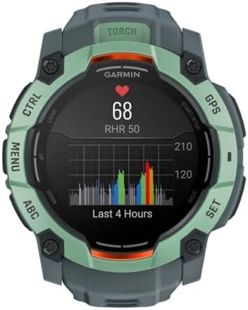 Garmin Instinct  3 45mm  Solar Charged Display  Rugged Outdoor GPS Smartwatch  Metal Reinforced Bezel  Built in Flashlight  Black